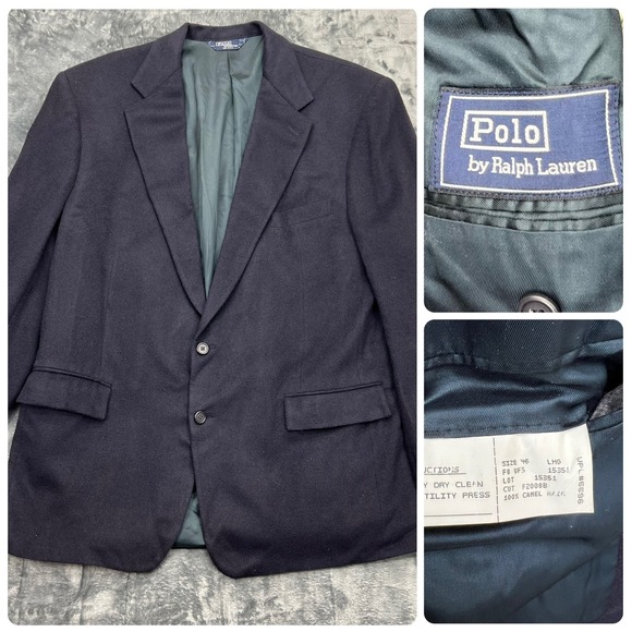 Polo Ralph Lauren Other - VTG Polo Ralph Lauren Made In USA 46L 100% Camel Hair‎ Sport Coat Blazer Blue